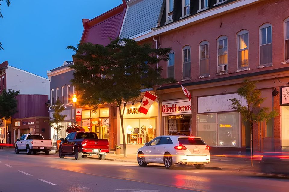 A main street in Clarington in the evening